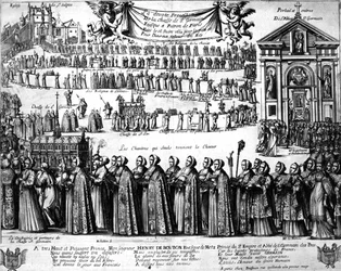 Prozession des Schreins von St. Germain und anderen von der Abtei Saint-Germain-des-Prés zur Kirche Saint-Sulpice, Paris, um 1652